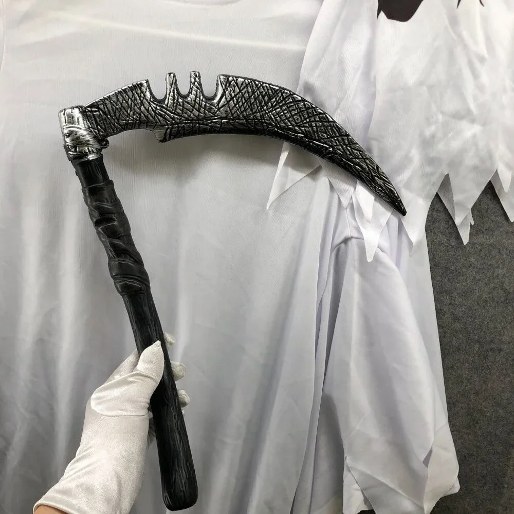 Youth 10-12 Grim Reaper Ghost Costume‎ Halloween White With Mask Boys Girls